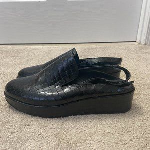 Wedge Black Sling Back Shoes